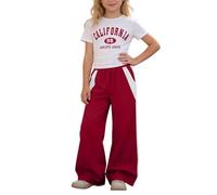 Conjunto Informal para niñas: Camiseta Manga Corta con Letras y Pantalones Cargo Rectos Holgados, Dos Piezas Jugar y moverse con Libertad.