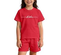 Conjunto informal unisex de manga corta con estampado de letras para niños y niñas, ajuste holgado y transpirable, ideal para juegos diarios y paseos urbanos, disponible en múltiples tallas desde 4-5