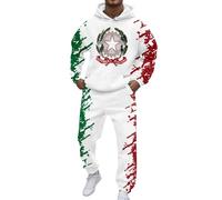 Conjunto informal y cómodo con capucha y pantalón para hombre con estampado italiano europeo de portero para hombre, verde, L
