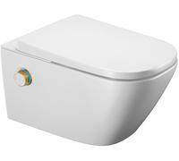 Conjunto inodoro con función de bidé Excellent Dakota CEEX.4124.593.S2.WH, pomo de control Excellent Dakota CEEX.4022.D2.GL