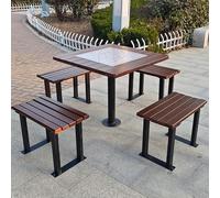 Conjunto Jardin Exterior Mesa y Sillas, 5 Piezas Mesa y Sillas Terraza Exterior con Tablero de Ajedrez de Acero Inoxidable y Orificios de Fijación, Para Porche, Piscina, Patio Y Jardín(Brown,A)