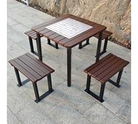 Conjunto Jardin Exterior Mesa y Sillas, 5 Piezas Mesa y Sillas Terraza Exterior con Tablero de Ajedrez de Acero Inoxidable y Orificios de Fijación, Para Porche, Piscina, Patio Y Jardín(Brown,B)