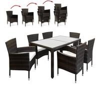 Conjunto jardín mesa y sillas 7 piezas marrón/crema