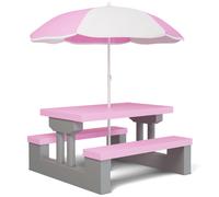 Conjunto jardín para niños set mesa y bancos rosa 67cmx41cm