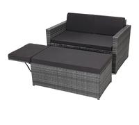 Conjunto jardín sofá y otomana poliratán extensible