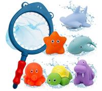 Conjunto Juguetes para Baño 7 Piezas Baby Bath Toys, Juguetes Bañera Baño Bebe, Juguetes Bañera 1 2 Años, Animales Marinos para Niños Pequeños de 1 2 3 4 5 6 Años