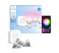 Kit de iluminación inteligente Philips Hue GU10 Bluetooth 3 bombillas 4,7W Multicolor con puente