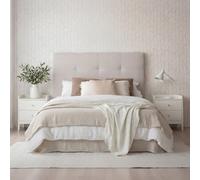 Conjunto maira cabecero tapizado beige para cama de 150/160 y 2 berna mesitas de noche