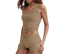 Conjunto Mallas Cortas Y Top Mujer Para Yoga Sport Deportiva Grandes Falda a Terciopelo Cortas Damas Jogger Talle Gorditas Entrenar Ancha Hija Negros Especiales Marron