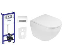 Conjunto marco empotrado con pulsador y junta Oltens Triberg 58300100, taza de inodoro Oltens Hamnes 42513000, 45109000