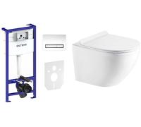 Conjunto marco empotrado con pulsador y junta Oltens Triberg 58300100, taza de inodoro Oltens Hamnes 42513000, 45110000