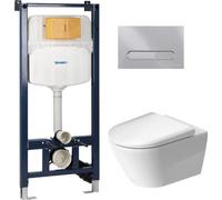 Conjunto marco empotrado Duravit DuraSystem WD1029000000, taza de inodoro con asiento de cierre suave Duravit D-Neo 45770900A1, WD5009021000