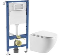 Conjunto marco empotrado Geberit Duofix 111.170.00.2, taza de inodoro con asiento de cierre suave Omnires Ottawa OTTAWAMWBP