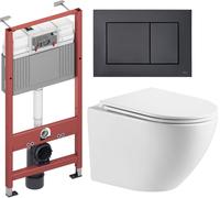 Conjunto marco empotrado Tece Base 9400407, taza de inodoro con asiento de cierre suave Omnires Ottawa OTTAWAMWBP, 9240407