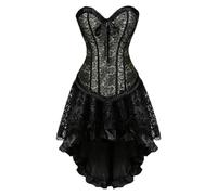 Conjunto Medieval Corset Women 2 Piezas Disfraz de Halloween para Mujer | Corset época Victoriana Mujer y Falda Tul Steampunk Disfraces Piratas Mujeres