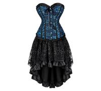 Conjunto Medieval Corset Women 2 Piezas Disfraz de Halloween para Mujer | Corset época Victoriana Mujer y Falda Tul Steampunk Disfraces Piratas Mujeres