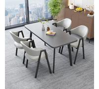 Conjunto Mesa Comedor Rectangular Con 4 Sillas CombinacióN Mesa Y Sillas Comedor para El Ocio Tablero25 Mm Grosor CóModa Espuma Rebote Apto para El Hogar El SalóN Y El BalcóN gray + light gray