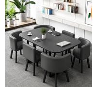 Conjunto Mesa Comedor Redonda 90 Cm para 4, 5 Piezas | Tablero MDF Efecto Mármol Sin Juntas, 4 Sillas Curvas De PU, Bordes Redondeados Para Espacios Pequeños
