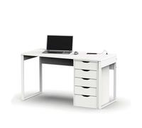 Conjunto mesa escritorio + cajonera color blanco para oficina despacho habitación juvenil estudio moderno