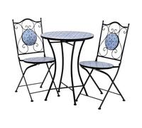 Mesa +2 sillas de forja mesa:D60x75h-silla(2):D38x46-90h Negro