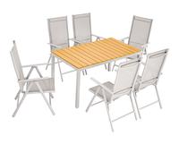 Conjunto mesa y sillas Berna 1+6 aluminio WPC gris plegables