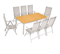 Conjunto mesa y sillas Berna 1+8 aluminio WPC gris plegables