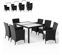 Conjunto mesa y sillas jardín 1+6 poliratán apilables cojín