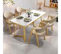 Conjunto Mesa Y Sillas NegociacióN Mesa Comedor Cuadrada Moderna Y Sencilla (Incluye 4 Sillas Comedor) Con Tablero 25 Mm Grosor Base MetáLica Adecuada Salas Reuniones Salones Y Balcones khaki