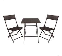 Conjunto Mesa y Sillas para Terraza Plegables de Ratán Sintético, 60x60x72 Cm, Marrón