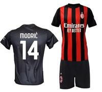 Conjunto Milan Luka Modric 14 Réplica Oficial Autorizada 2025-2026 Niño (Tallas 4 6 8 10 12) Adulto (S M L XL), Negro , 10 años