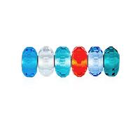 Conjunto Mixto De .925 Sterling Silver Core Translúcido Aqua Blue Green Red Clear Multi Color Faceted Glass Charm Bead Spacer Fits European Bracelet For Women Teen