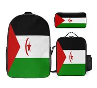 Conjunto Mochila 3 Piezas Sáhara Occidental Bandera Nacional Mochilas Escolares Para Mujeres Escolar Viaje Informal Portátil 17 Pulgadas Chicas Adolescentes Resistente Agua Ligera Hombres Universidad