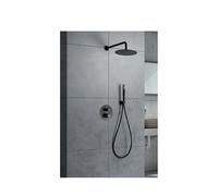 Conjunto moderno de ducha termostática de diseño empotrado black gun metal Line de Imex - Negro / Latón / Imex