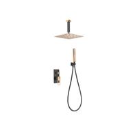 Conjunto moderno de grifería para ducha con un acabado negro mate y oro rosa estocolmo Suecia de Imex - Negro / Con válvula click-clack oro rosa cepillado