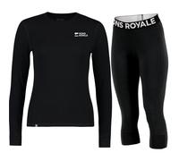 Mons Royale Cascade Merino Base Layer 3/4, mallas térmicas, mujer, negro 34(XS) Black