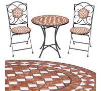 Conjunto mosaico Gernika mesa redonda y 2 sillas plegables