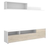 DEKIT GRUPO RIMOBEL BAY - MUEBLE DE SALON COMPACTO TV BAY - 44/28 X 180 X 35 CM - BLANCO / NATURAL