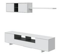 Conjunto mueble de salón Belus (Blanco Brillo/Gris Antracita, 3 pzs.)