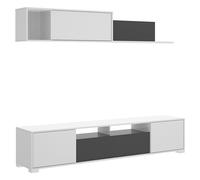 Conjunto mueble de salón Ken (Blanco brillo/Grafito, 3 pzs.)