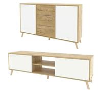 Conjunto mueble de salón Oslo (2 pzs., Roble/Blanco)