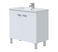 Conjunto muebles de baño atenea con lavabo y columna para aseo color blanco brillo