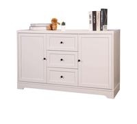 Conjunto muebles de dormitorio matrimonio, cabecero, 2 mesitas y aparador blanco y gris 160 cm
