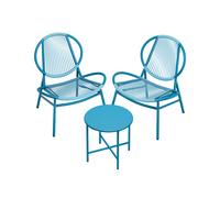 Conjunto Muebles de Jardín 3 Piezas Azul Lago
