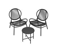 Conjunto Muebles de Jardín 3 Piezas Negro Tinta