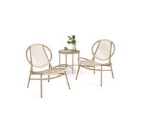 Conjunto Muebles de Jardín 3 Piezas Patio Balcón Marrón Camello