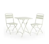 Conjunto muebles de jardín perla 3 piezas, mesa y 2 sillas
