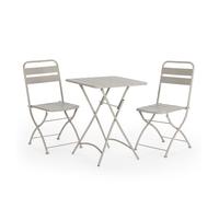 Conjunto muebles de jardín perla 3 piezas, mesa y 2 sillas