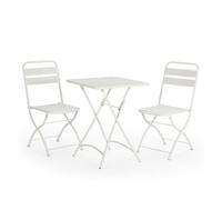 Conjunto muebles de jardín perla 3 piezas, mesa y 2 sillas
