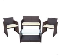 Conjunto Muebles para Jardín Ratán Sintético 3 Piezas Sillón 59x59x76 Cm, Marrón Oscuro