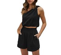 Conjunto Mujer Pantalones Y Top- Juegos De Dos Piezas De Lino Pantalones Cortos Y Crop Tops BoheMes Colección Verano 2026 Ropa De Playa